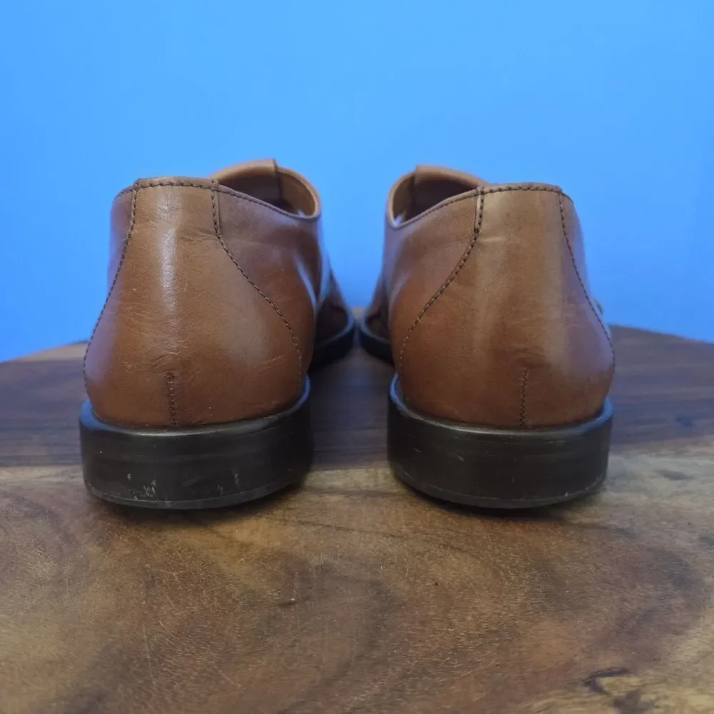 Bass Morris Woven Leather Fisherman Shoes Caramel Brown Made in Brazil Men's 9